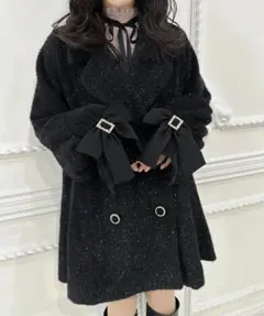 couture BY ROJITA ラメシャギーAラインコート ブラック 黒 - メルカリ