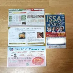 六甲山スノーパーク（雪ゾリ無料）　イッサインパリス　太閤の湯　割引券