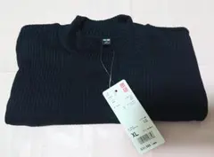 【UNIQLO】新品未使用 リブハイネックT 長袖 ブラック XLサイズ