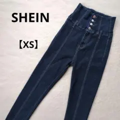 シーイン ハイウエスト スキニーデニム ストレッチ ダークブルー XS
