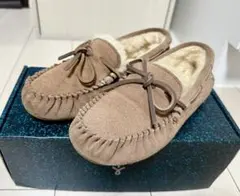 EMU ブラウン スエード モカシン ファー付き