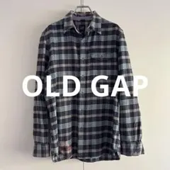 オールドギャップ 古着 チェックネルシャツ S相当 グレー 長袖 00s