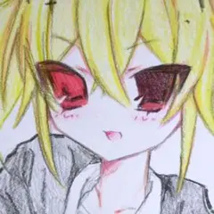 手描きイラスト　萌え絵　創作　女の子　アナログ　オリジナル　原画　画用紙