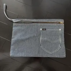 Lee ストライプキャンバスクラッチバッグ