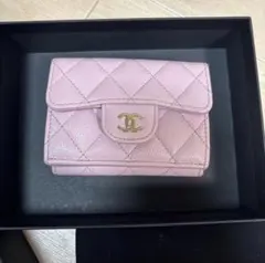 美品　CHANEL シャネル マトラッセ キャビアスキン 三つ折り財布 ピンク