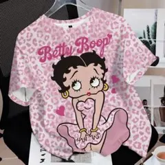 Betty Boop ピンク レオパード 半袖Tシャツ