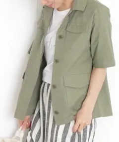 アーバンリサーチ サニーレーベル　サファリシャツジャケット　比翼ボタン　カーキ