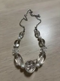 クリスタルパールビーズネックレス