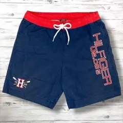 TOMMY HILFIGER ハーフパンツ 刺繍ロゴ 紺 M 1038