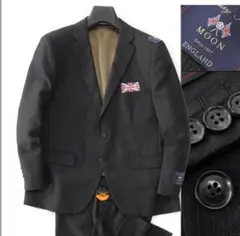 も*と様 トラファルド 英国 MOON ウール ストライプ スーツ BB5 濃灰