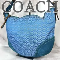 【希少】COACH ショルダーバッグ ワンショルダー キャンバス ホーボー 青