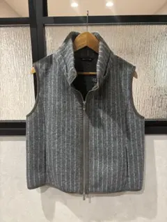 【美品】COMME CA DU MODE グレー ストライプ ウールベスト
