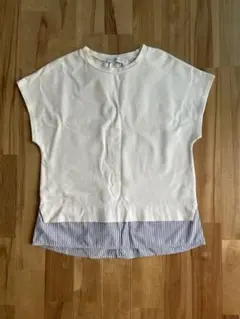 A DAY IN THE LIFE レイヤードTシャツ ホワイト ストライプ