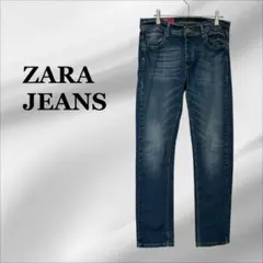 ZARA 『ザラ ジーンズ』デニムパンツ 【F】ブルー ストレート 色落ち ヒゲ