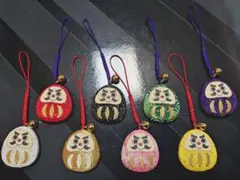 さくらほりきり ちりめん根付 縁起八色だるま