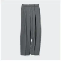【試着のみ未使用✨】ユニクロ タックワイドパンツ　丈長め　06グレー Sサイズ