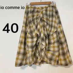 センソユニコ チェック柄フリルスカート 【L】カジュアル 綿混 ウエストゴム