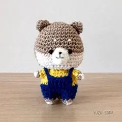 あみぐるみ　柴犬 らてしば × ブルーベリーラテサロペット 手のひらサイズ