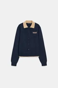 ZARA コントラストダブルレイヤーポロニット S