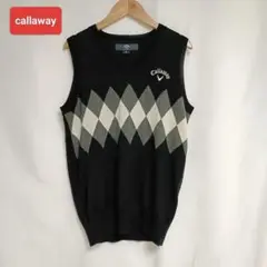 Callaway ダイヤモンド柄 ノースリーブベスト ブラック M