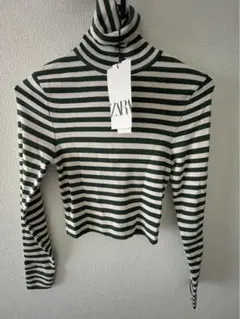ZARA ボーダー ニット タートルネック