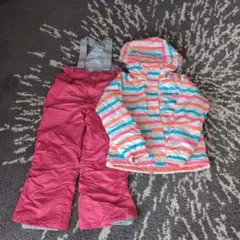スキーウェア 130サイズ ピンク/ストライプ
