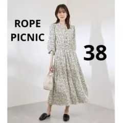 ロペピクニック 小花柄スキッパーロングワンピース　オフホワイト 38