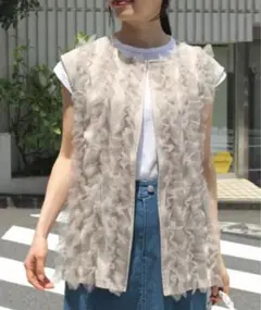 INCEDE リネンライクフリルベスト