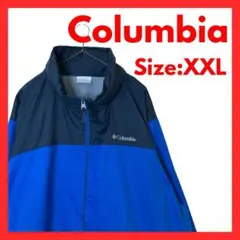 【美品】古着　コロンビア　ナイロンジャケット　メンズ　ネイビー・ブルー　XXL