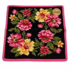 FEILER フェイラー ハンカチ 花柄 ブラック ピンク タオルハンカチ　新品