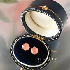 【再販】愛と幸せピーチピンク✴薔薇色人生象徴する宝石質インカローズのピアス5mm