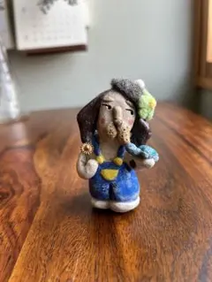 陶土　カメが友達わんこ置物