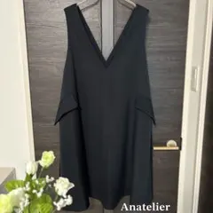 Anatelier Vネック ジャンパースカート ワンピース 38 ネイビーのサムネイル