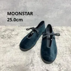 ムーンスター フラットシューズ 25cm 日本製 リボン 緑 ベロア　美品　人気のサムネイル