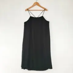 LOWRYS FARM　ひざ丈キャミワンピース　サイドスリット　F　黒　0647