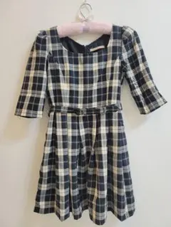 dazzlin チェック柄 七分袖ミニワンピース