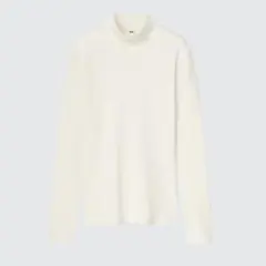 UNIQLO リブハイネックT（長袖） M オフホワイト