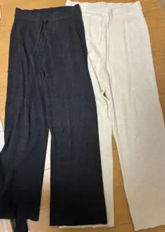 ユニクロ　ウォッシャブルニットリブパンツ2枚セット