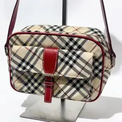 バーバリーブルーレーベル　ノバチェック　ショルダーバッグ　レザーロゴワッペン