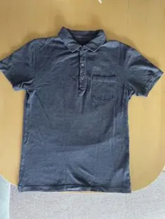 BANANA REPUBLIC ダークブルー横シマ柄ポロシャツ M