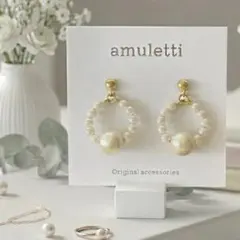 春ピアス/入学式/コットンパール/ピアス/イヤリング/チタンポスト/軽量/小ぶり