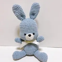 ブルーなうさぎ ハンドメイド ぬいぐるみ 手縫い - メルカリ