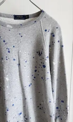POLO RALPH LAUREN ペンキ加工 スエット グレー ラグラン