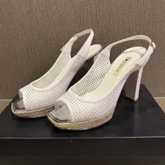 DIANA ダイアナ ホワイト メッシュオープントゥサンダル　24.5