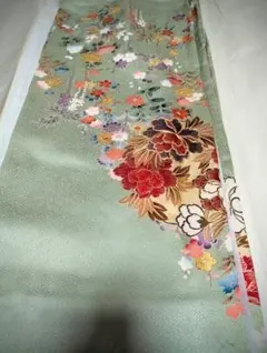 着物 訪問着 地紋 牡丹 菊 刺繍 金彩