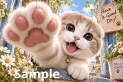 猫のデジタルアート イラスト ポストカード
