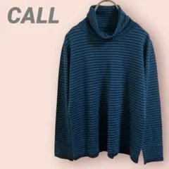 CALL長袖ニット　タートル　ボーダー　エメラルド　レディース/F