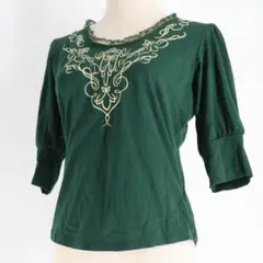 【美品 日本製 社交ダンス衣装】グリーン Chacott トップス ブラウス