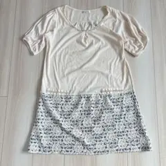 ♡axes femme♡総レースドッキングチュニックワンピース　ボーダー　Ｍ