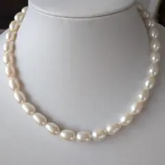 パールネックレス　淡水真珠　オーバル型　デイリー　冠婚葬祭　セレモニー　新品